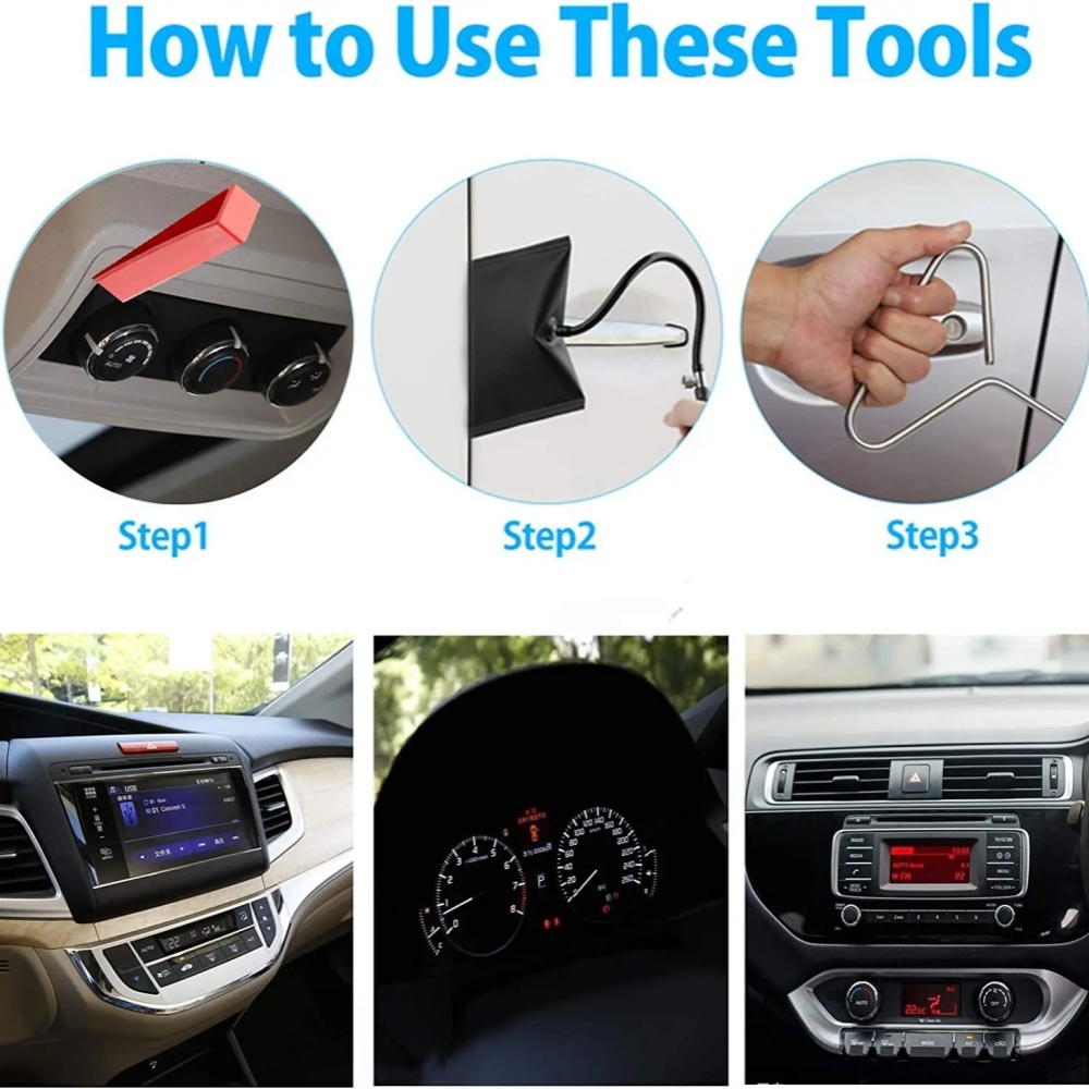 Car Air Wedge Pump Tools Door Repair Air Cushion Emergency Car Open Unlock Tool Long Reach Grabber Hooking Key Lost Hand Tools