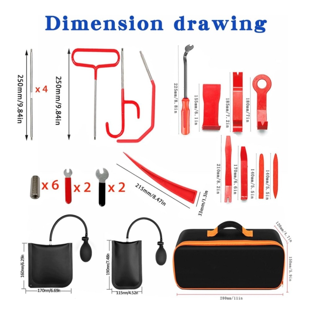 New Car Wedge Pump Open Car Door Repair Kit Air Cushion Emergency Open Unlock Tool With Long Reach Grabber Tools
