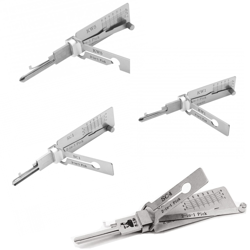 Lishi SC1 SC4 KW1 KW5 4 IN 1 LISHI Lock Pick Set Locksmith Tools Auto Pick and Decoder Tool Kit