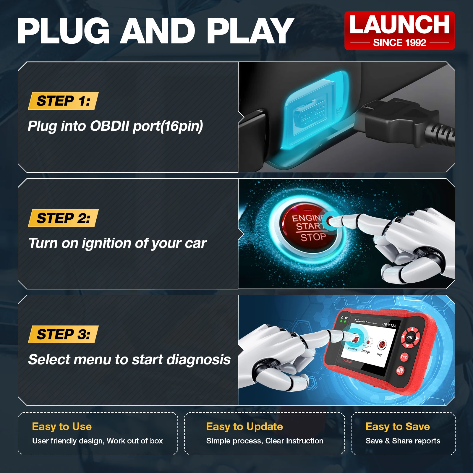 how to do diagnostic with LAUNCH CRP123
