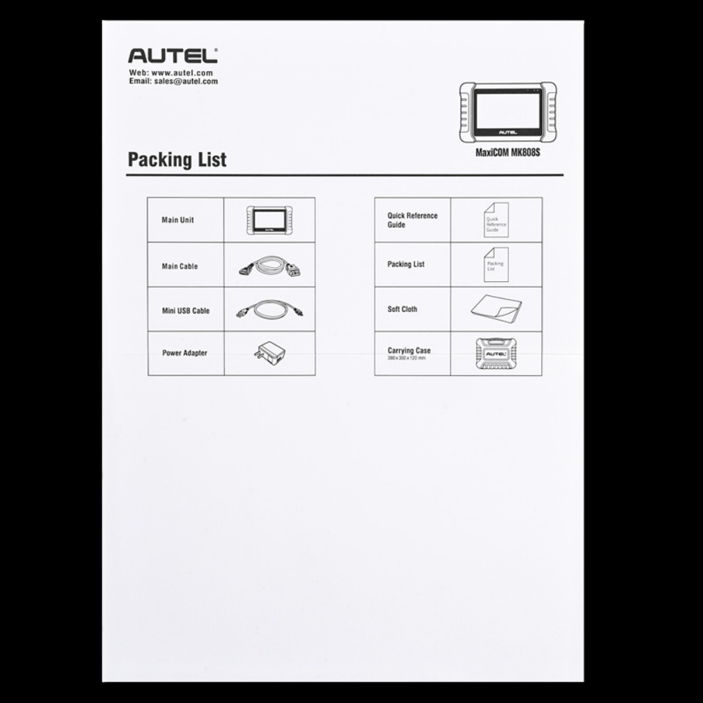 autel maxicom mk808s packing list