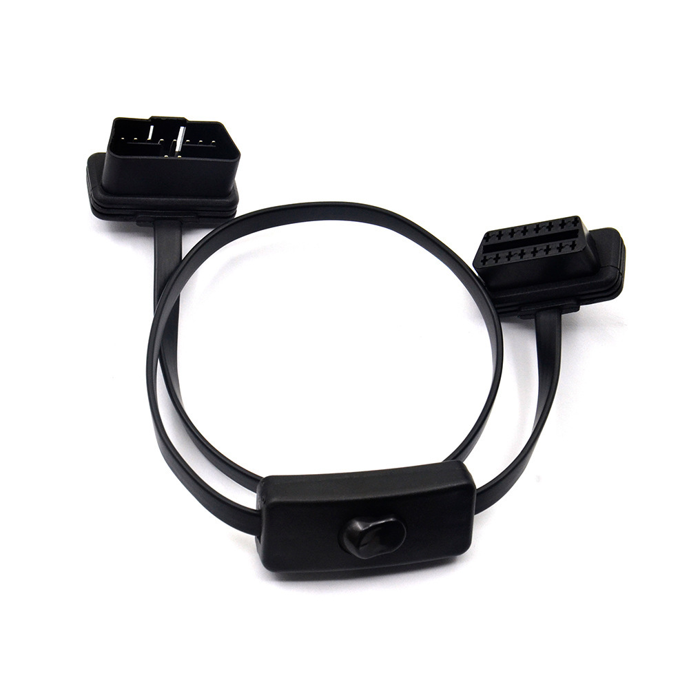 OBDII 16Pin Male to Female Cable obd2 extension cable with power switch