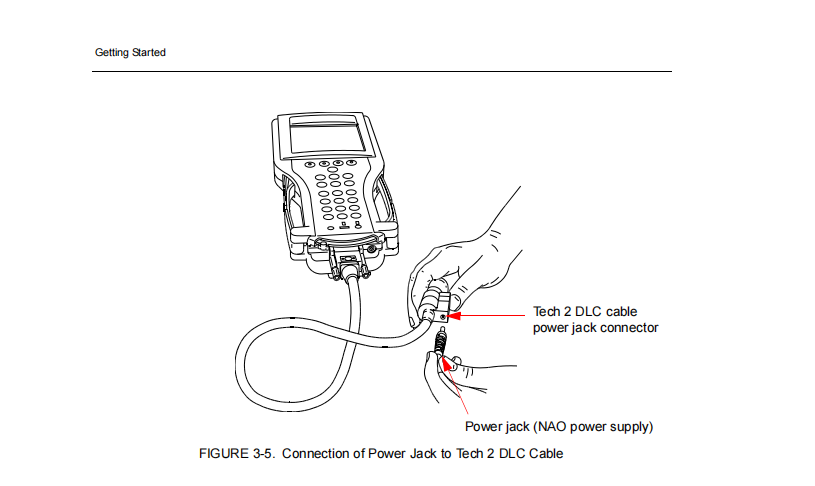 connection of power jack to GM Tech 2 DLC cable