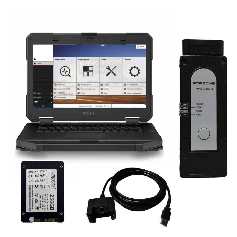 Porsche Piwis Tester 4 Piwis4 PT4G Diagnostic Tool V43.3+38.25 Installed on Dell5414 Laptop
