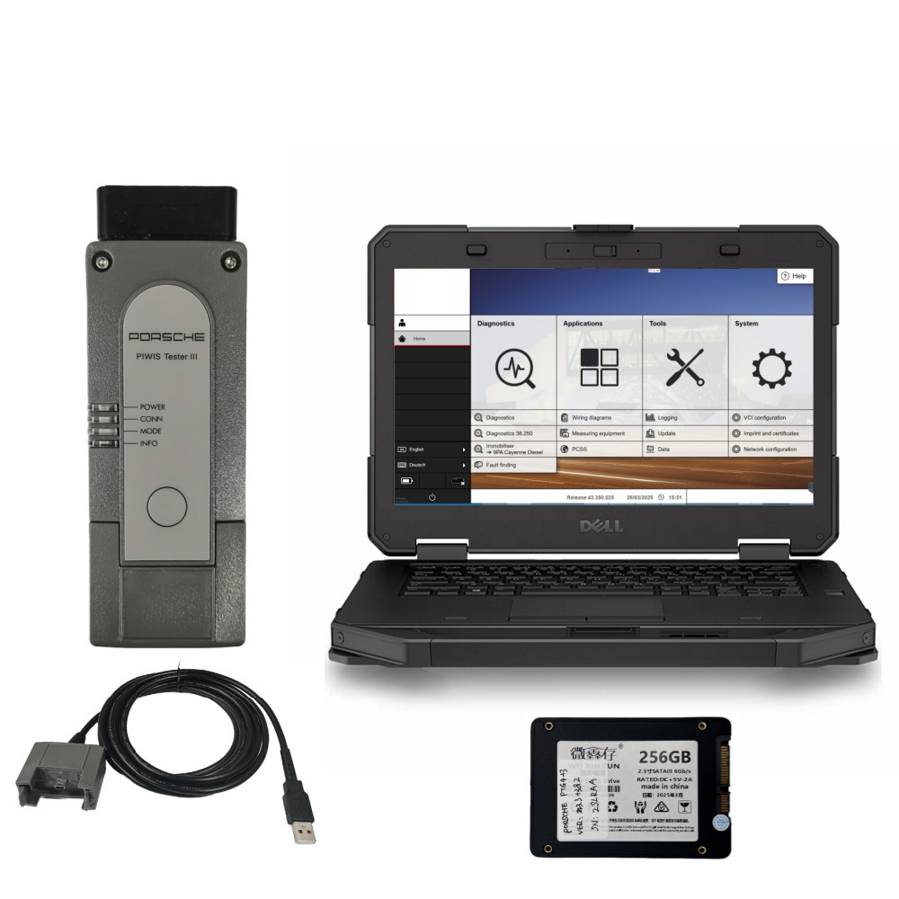 Porsche Piwis Tester 4 Piwis4 PT4G Diagnostic Tool V43.3+38.25 Installed on Dell5414 Laptop