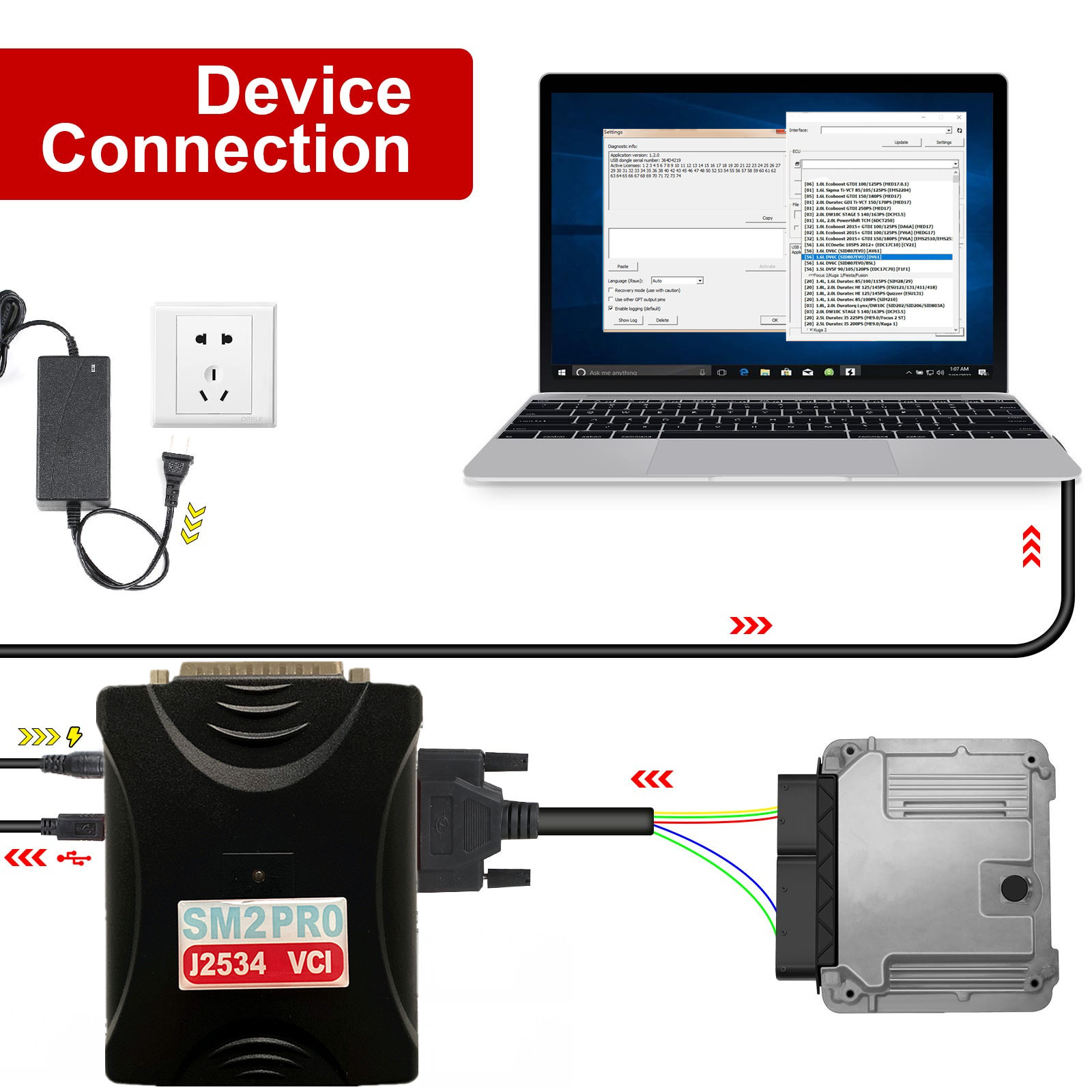 how to connect SM2 pro with laptop