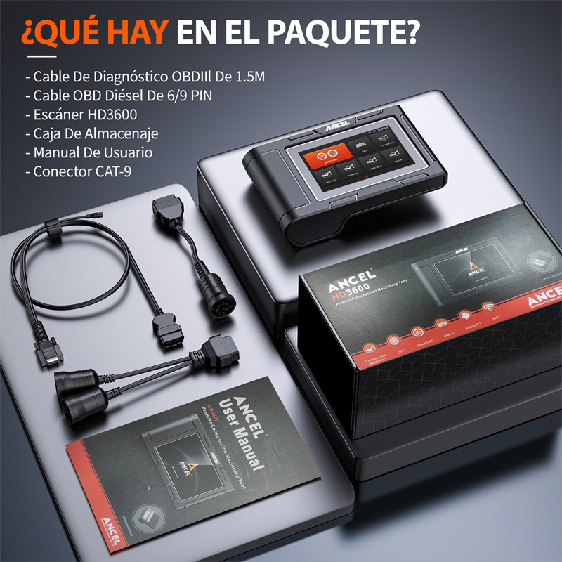ANCEL HD3600 Heavy Equipment Diagnostic Tool with  DPF Regen for Caterpillar, John Deere, Cummins,Bobcat