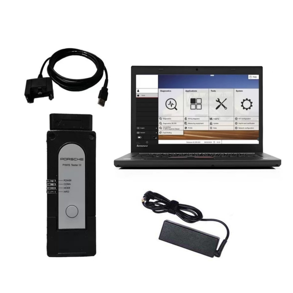 Porsche Piwis 4 VCI PT4G Diagnostic Tool V43.3+38.25 Installed on Lenovo T450 Laptop