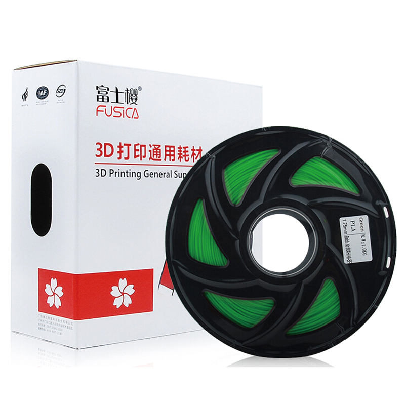 FUSICA 3d printer filament 1.75mm PLA 1kg premium quality refillable with spool Green