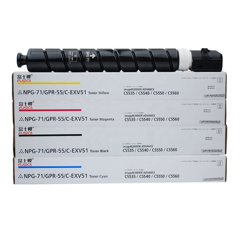 FUSICA Compatible Toner NPG71 NPG-71 GPR55 EXV51 Color Laser Printer Toner Cartridge for Canon iR ADV C5535 5540 5550 5560