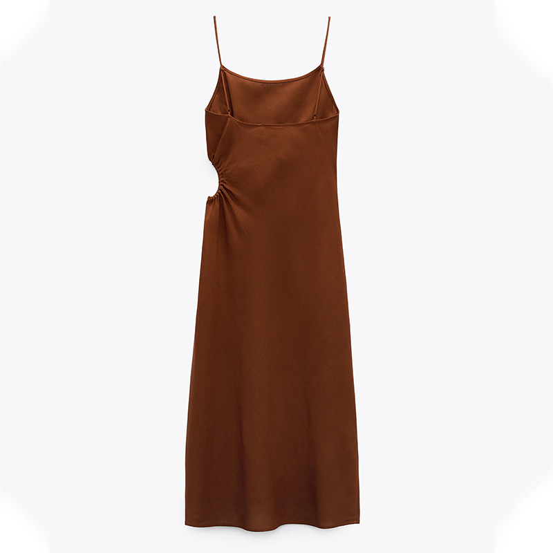Linen blend dress with cut-out
