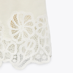Linen dress with lace trim