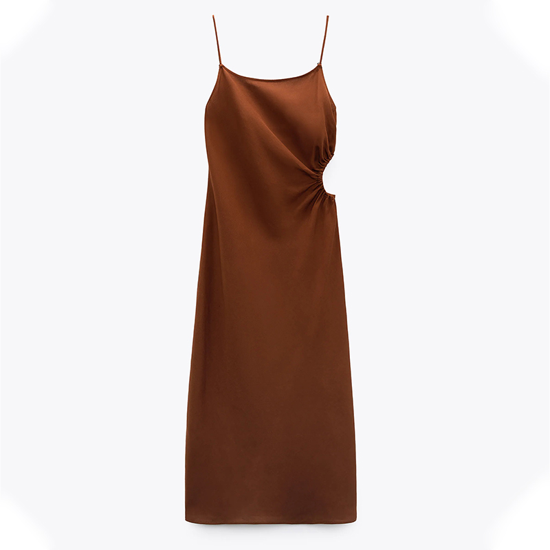 Linen blend dress with cut-out
