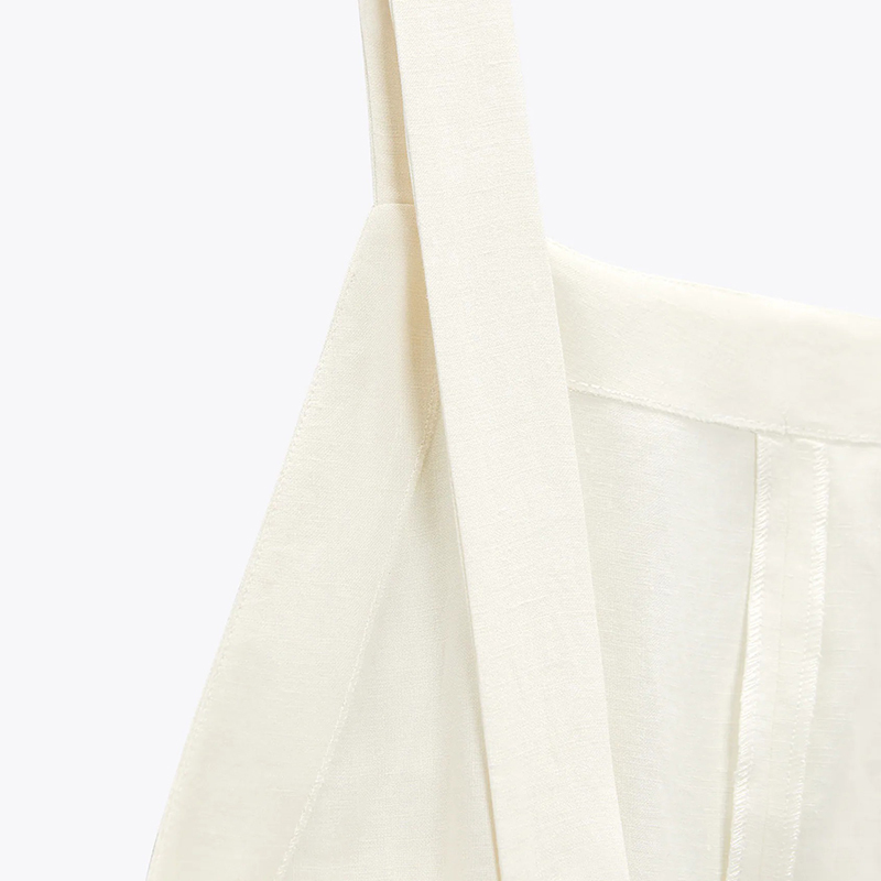 Linen dress with lace trim