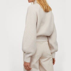 long sleeves Rib Wool Blend Sweater