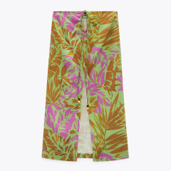 Metallic draped dress & Linen blend printed crop top