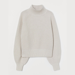 long sleeves Rib Wool Blend Sweater
