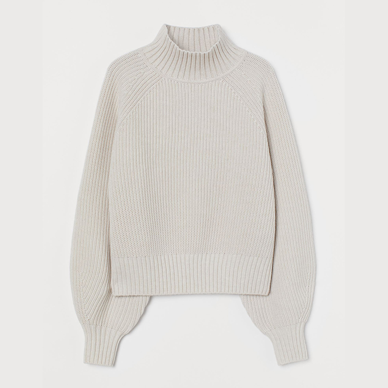 long sleeves Rib Wool Blend Sweater