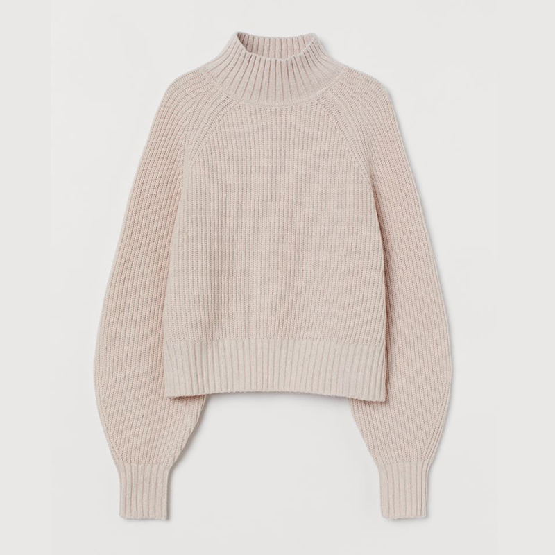 long sleeves Rib Wool Blend Sweater