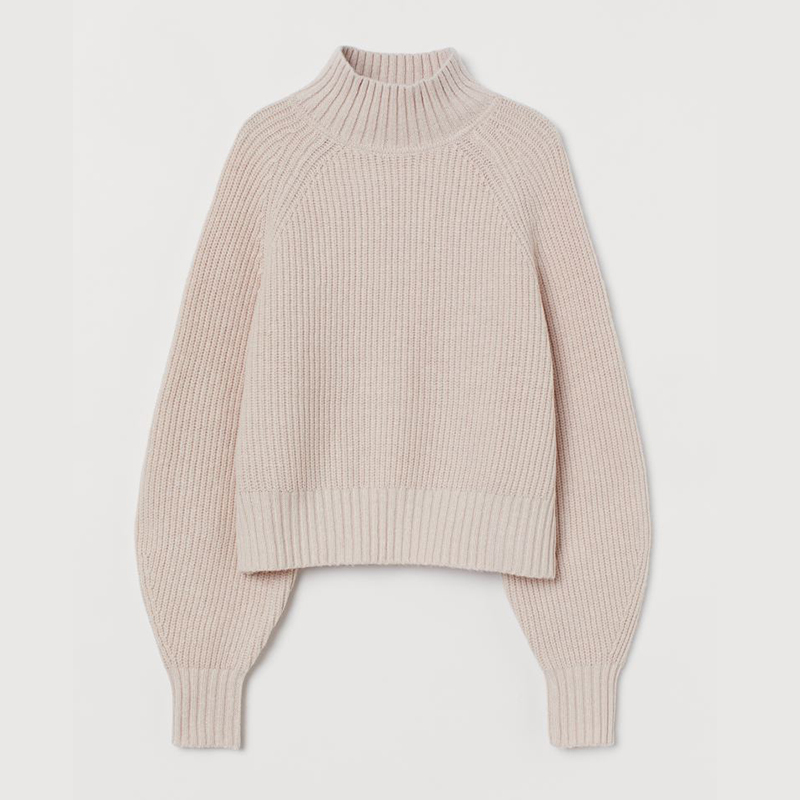 long sleeves Rib Wool Blend Sweater