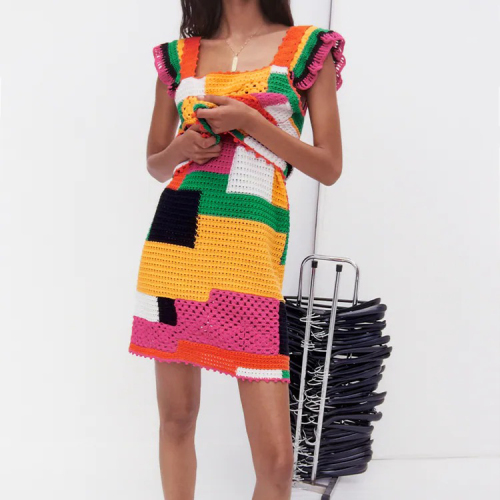 Patchwork crochet dress