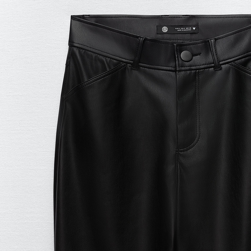 Faux leather overshirt & Faux leather straight fit trousers