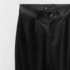 Faux leather overshirt & Faux leather straight fit trousers
