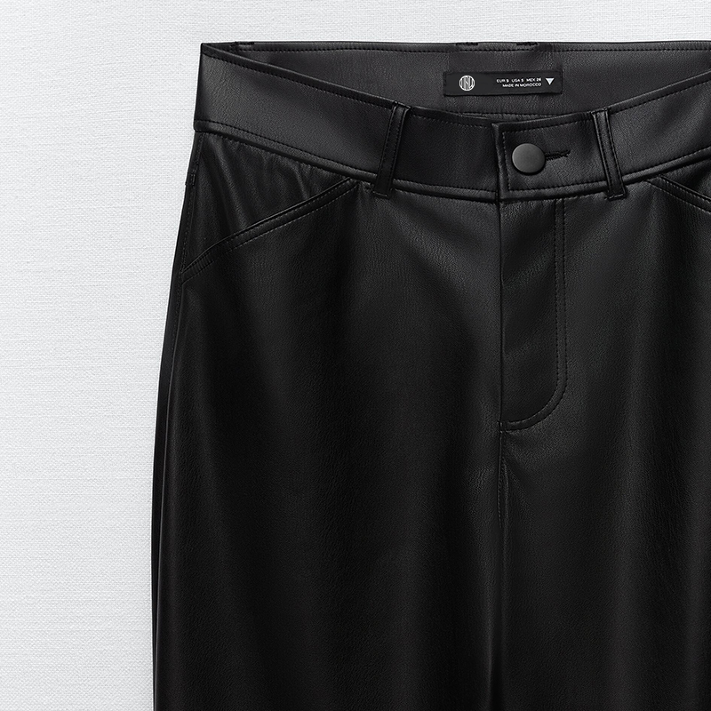 Faux leather overshirt & Faux leather straight fit trousers