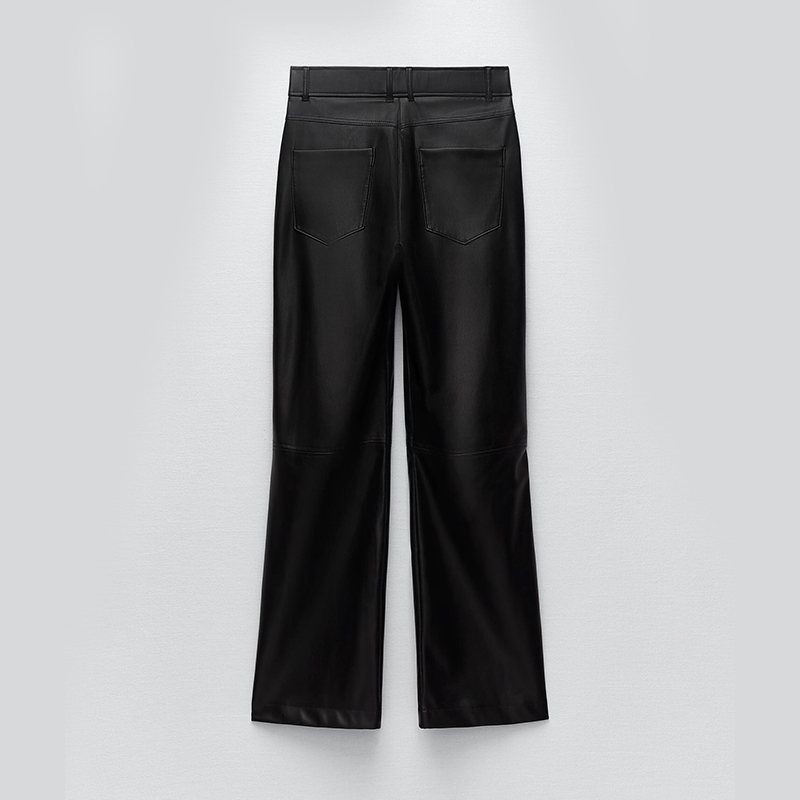 Faux leather overshirt & Faux leather straight fit trousers