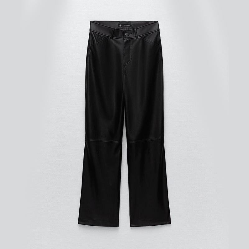 Faux leather overshirt & Faux leather straight fit trousers
