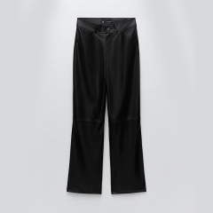 Faux leather overshirt & Faux leather straight fit trousers