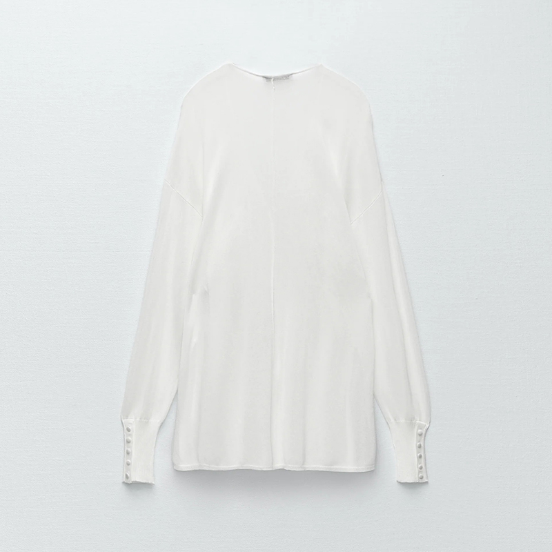Knit semi-sheer blouse