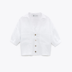 Cropped linen shirt