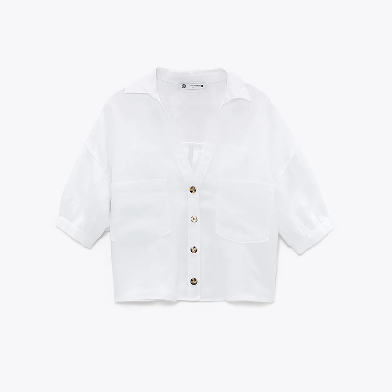 Cropped linen shirt