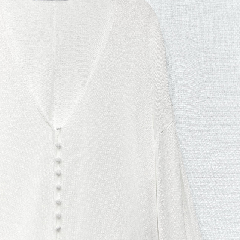Knit semi-sheer blouse