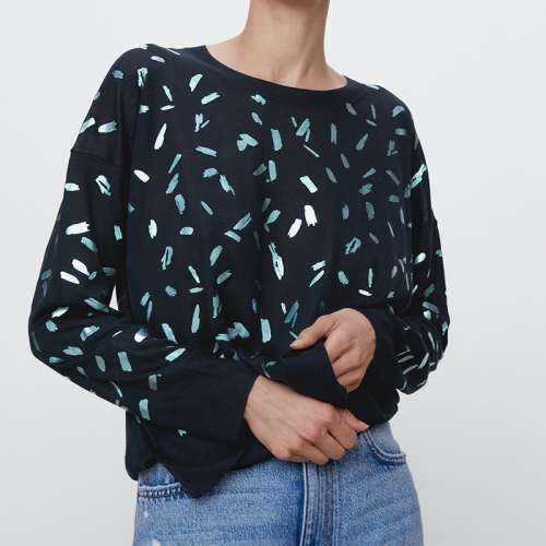 Contrast knit sweater