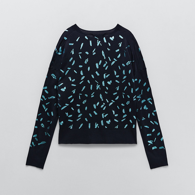 Contrast knit sweater