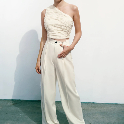 Masculine wide-leg trousers