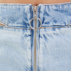 Hollow design denim skirt