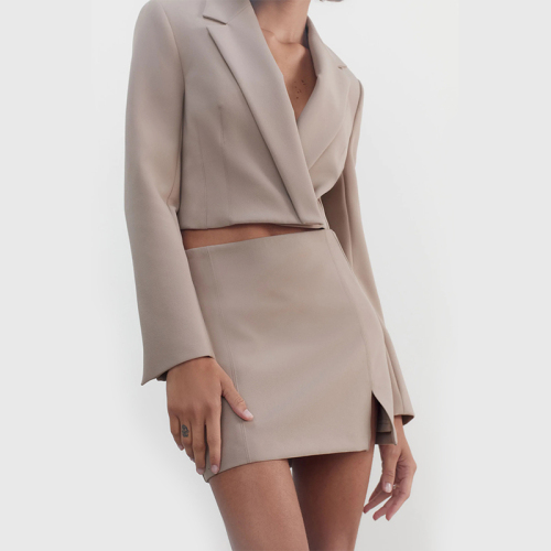 Short blazer &amp; Slit mini skirt