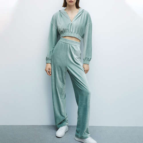 Cropped velvet hoodie &amp; Pants