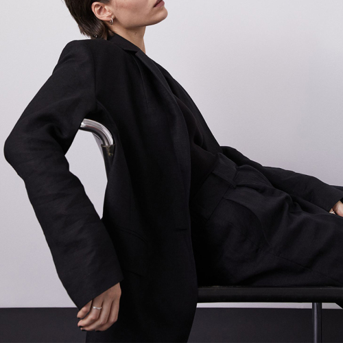 Oversized linen blend blazer