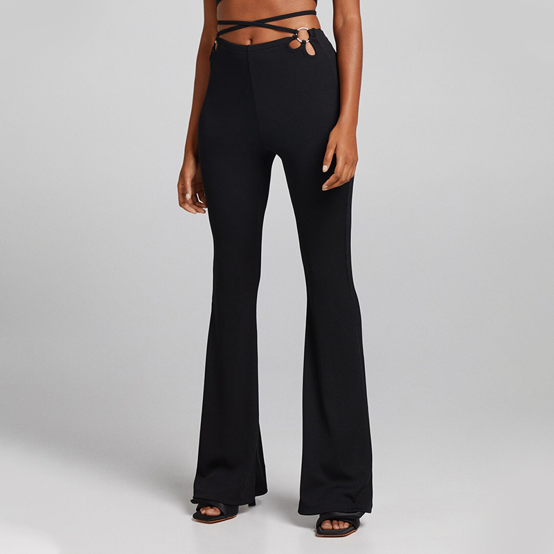 Metal ring flared pants