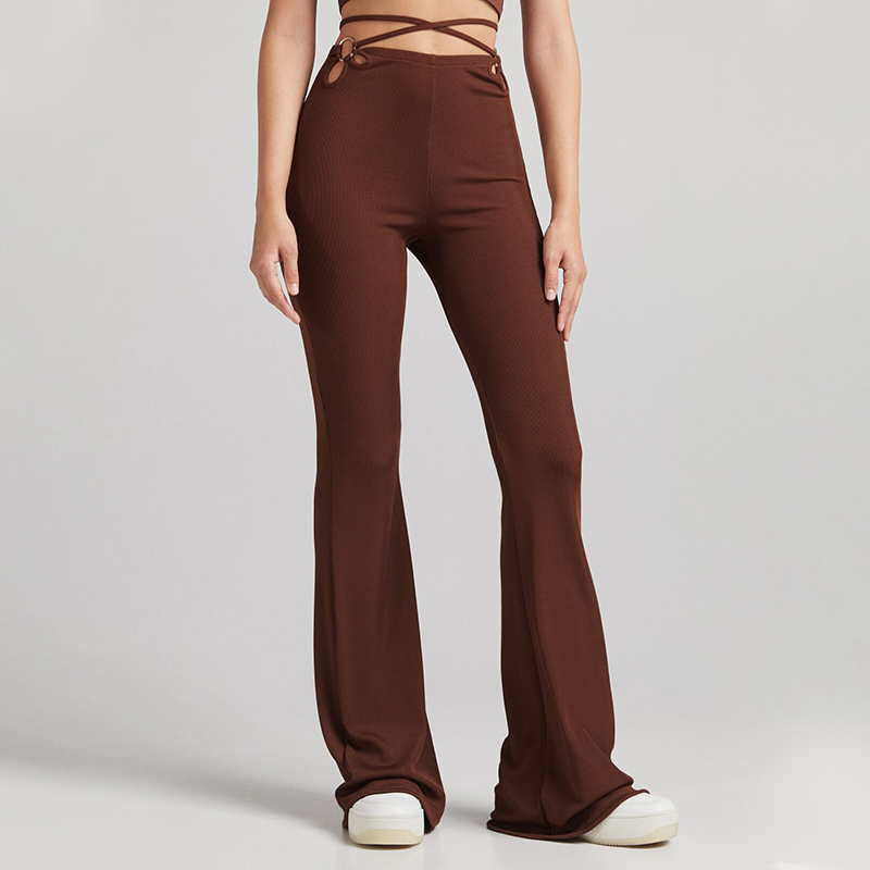 Metal ring flared pants