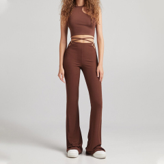 Metal ring flared pants