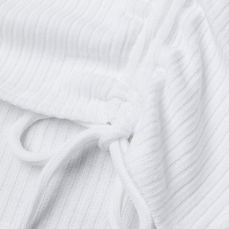 Ribbed knit drawstring top