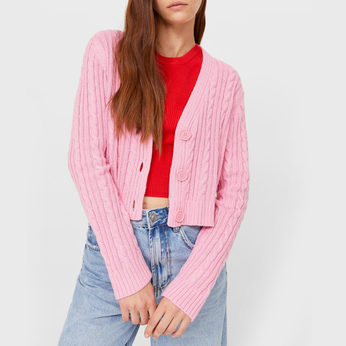 Striped knitted cotton cardigan
