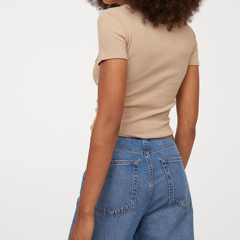 Ribbed knit drawstring top