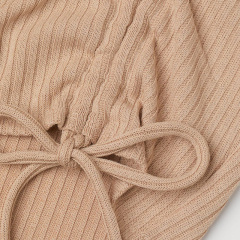 Ribbed knit drawstring top