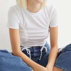 Ribbed knit drawstring top